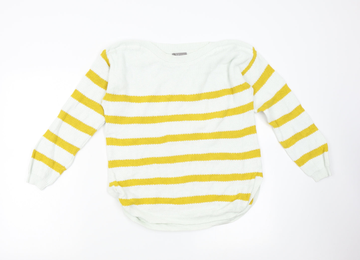 First Avenue Womens Yellow Striped  Pullover Jumper Size M