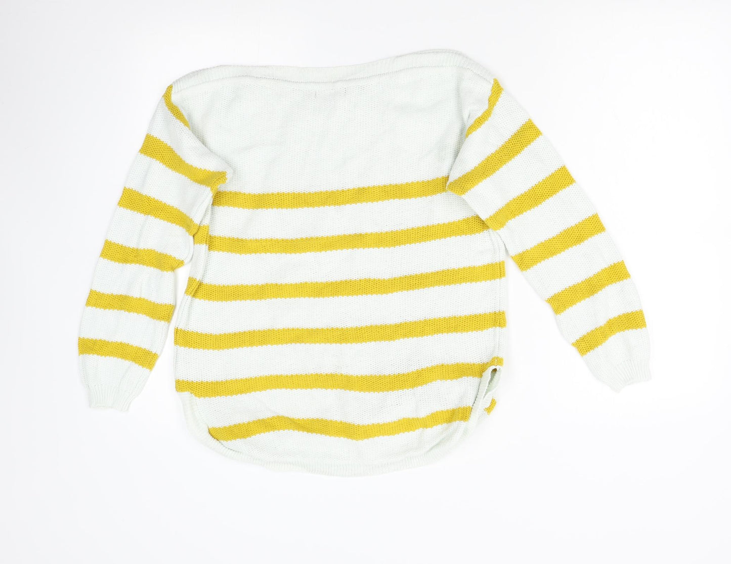 First Avenue Womens Yellow Striped  Pullover Jumper Size M