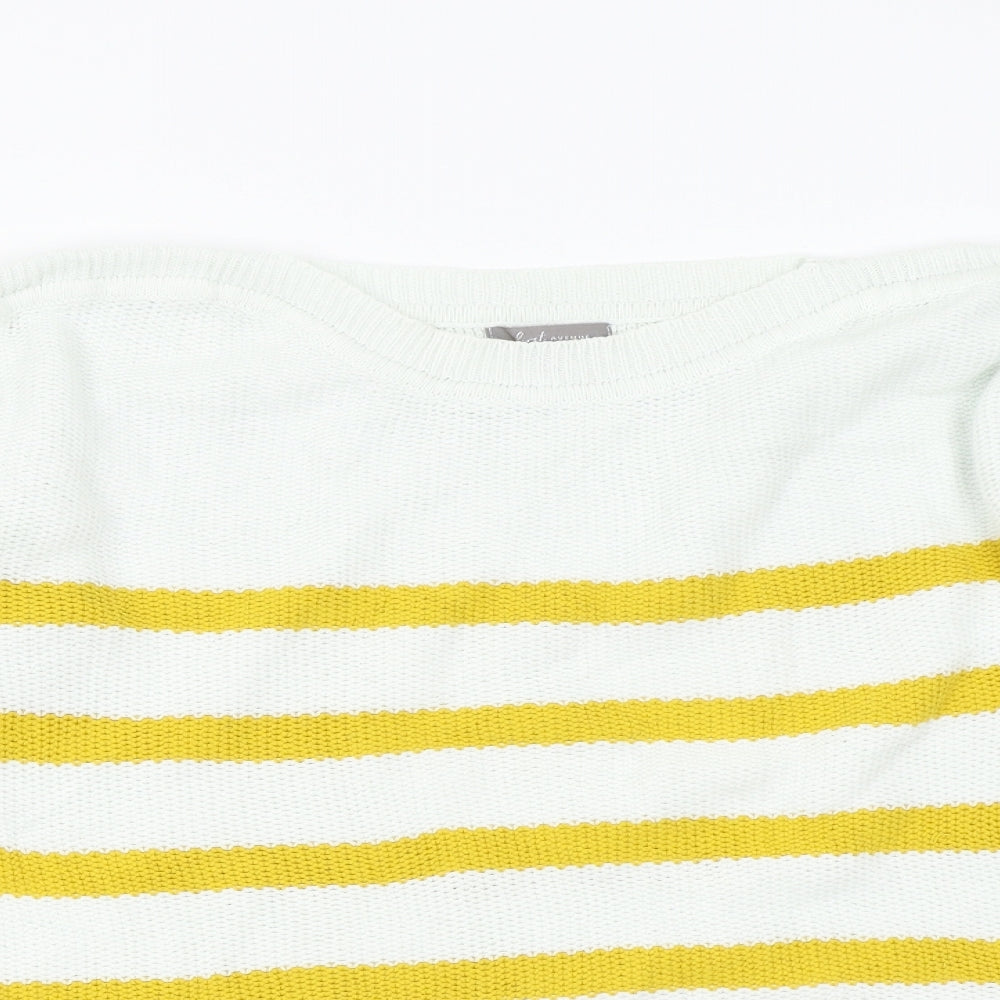 First Avenue Womens Yellow Striped  Pullover Jumper Size M