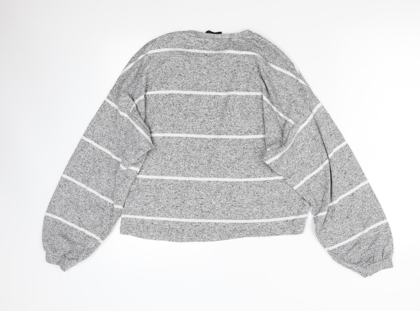 New Look Womens Grey Striped Knit Pullover Jumper Size M