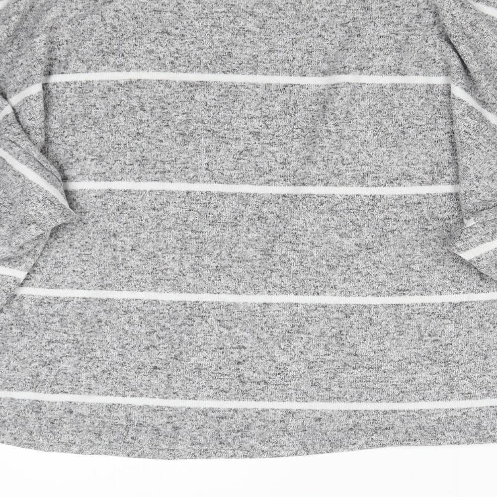 New Look Womens Grey Striped Knit Pullover Jumper Size M