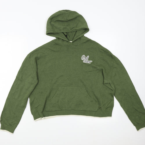H&M Girls Green  Knit Pullover Hoodie Size L