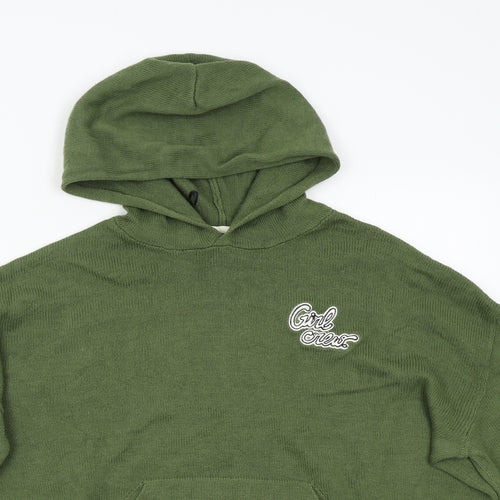 H&M Girls Green  Knit Pullover Hoodie Size L