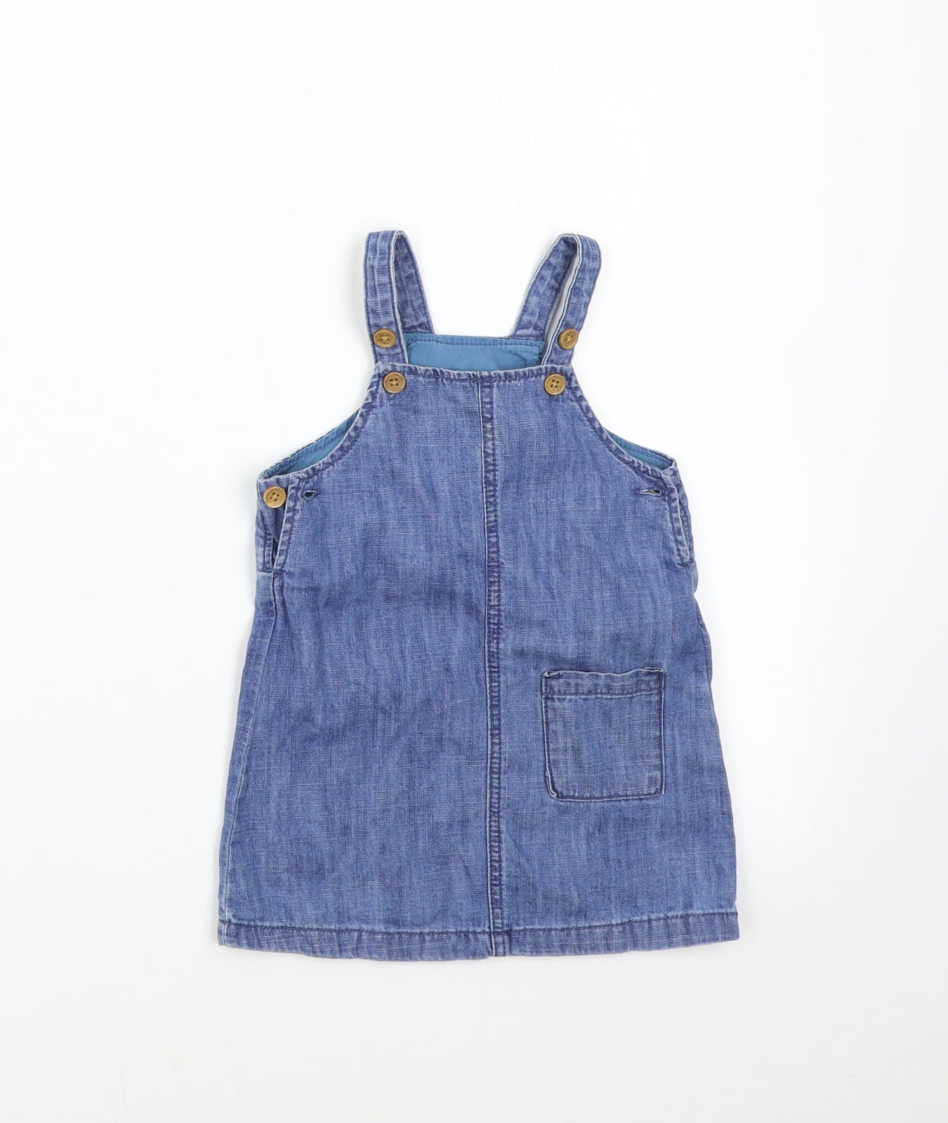 M&S Girls Blue   Pinafore/Dungaree Dress  Size 9-12 Months