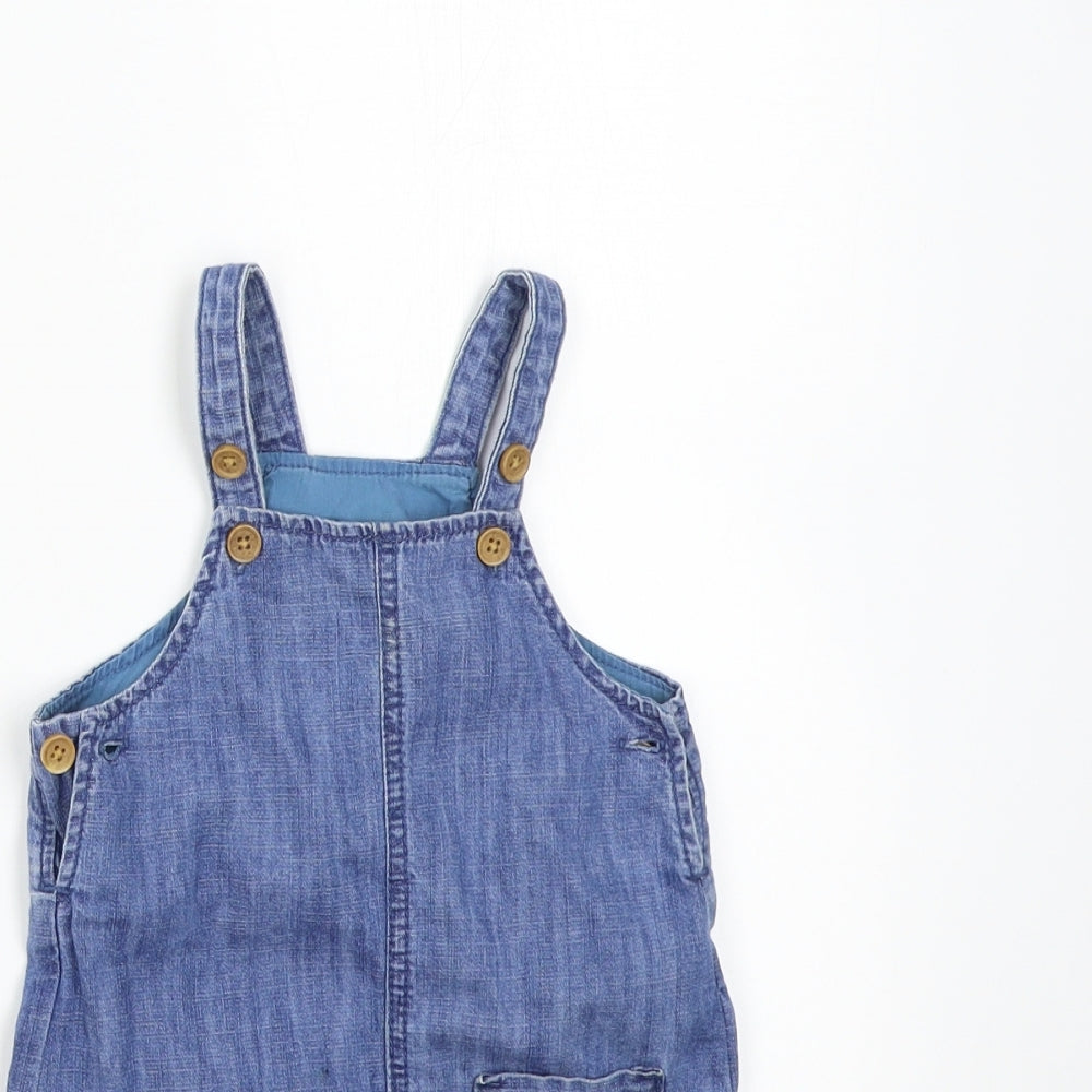 M&S Girls Blue   Pinafore/Dungaree Dress  Size 9-12 Months
