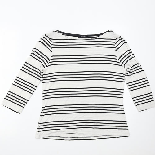 Autograph Womens White Striped  Basic Blouse Size M