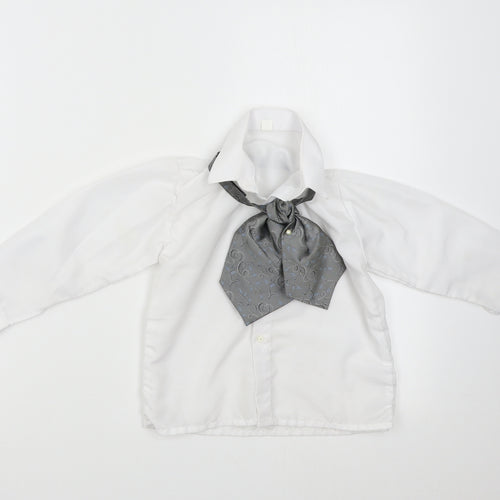 Preworn Boys White   Basic Button-Up Size 4 Years  - With Neck Tie