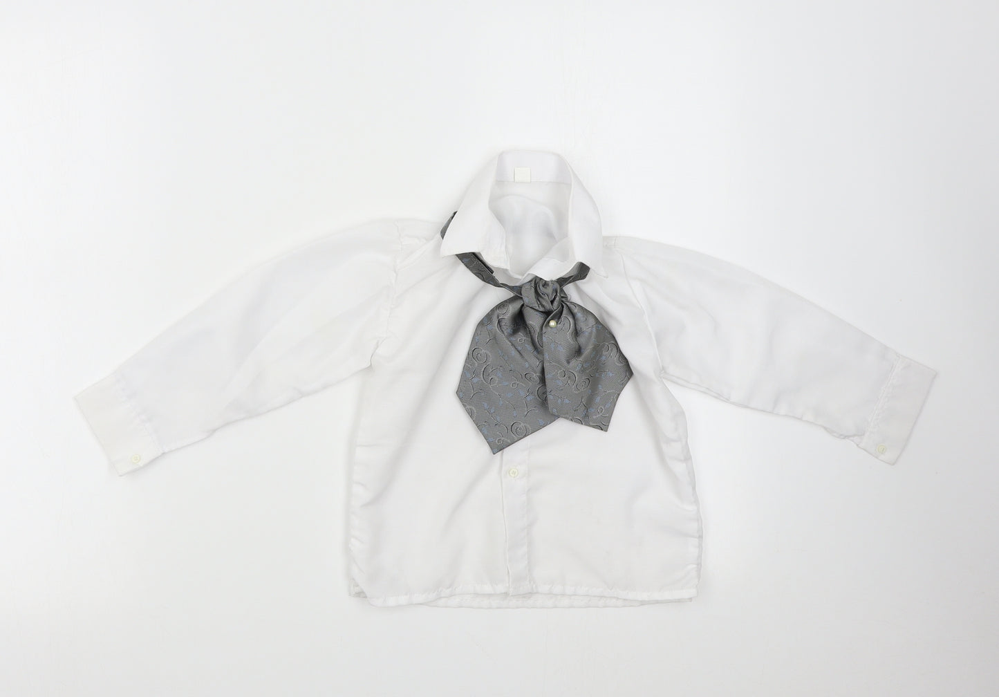 Preworn Boys White   Basic Button-Up Size 4 Years  - With Neck Tie