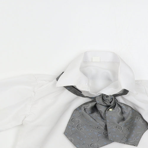 Preworn Boys White   Basic Button-Up Size 4 Years  - With Neck Tie
