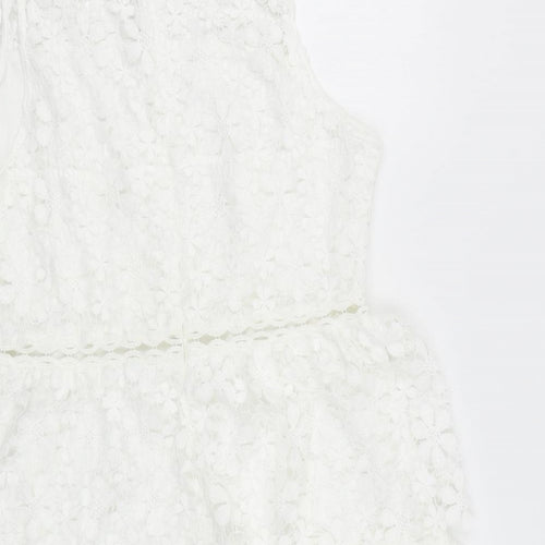 Boohoo Womens White Floral  Fit & Flare  Size 18