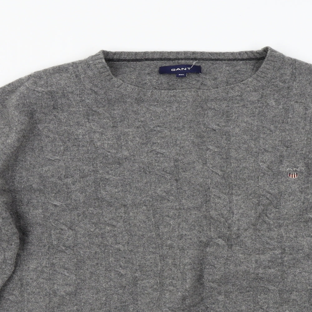 GANT Mens Grey  Knit Pullover Jumper Size 3XL  - 100% Lambswool