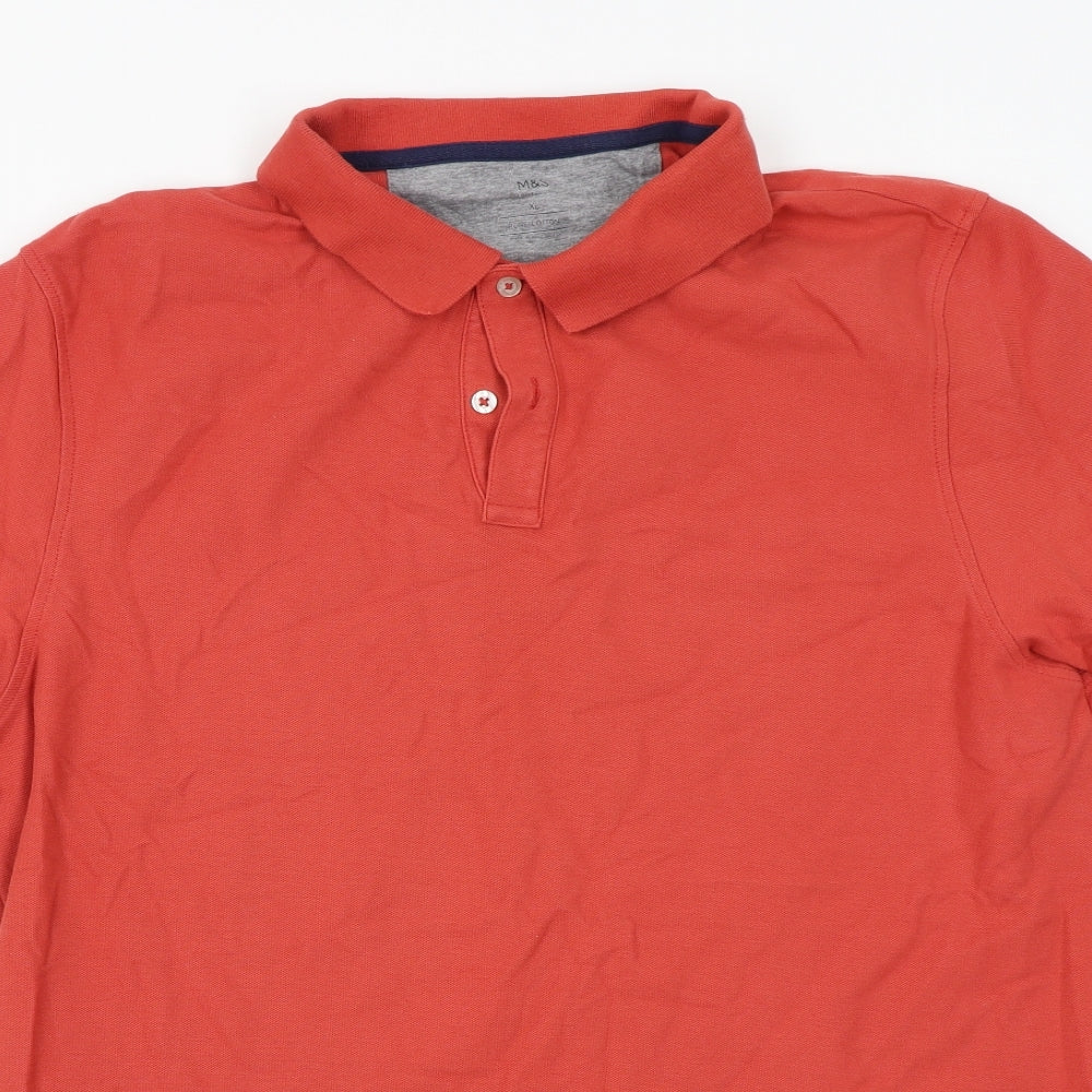 M&S Mens Orange    Polo Size XL