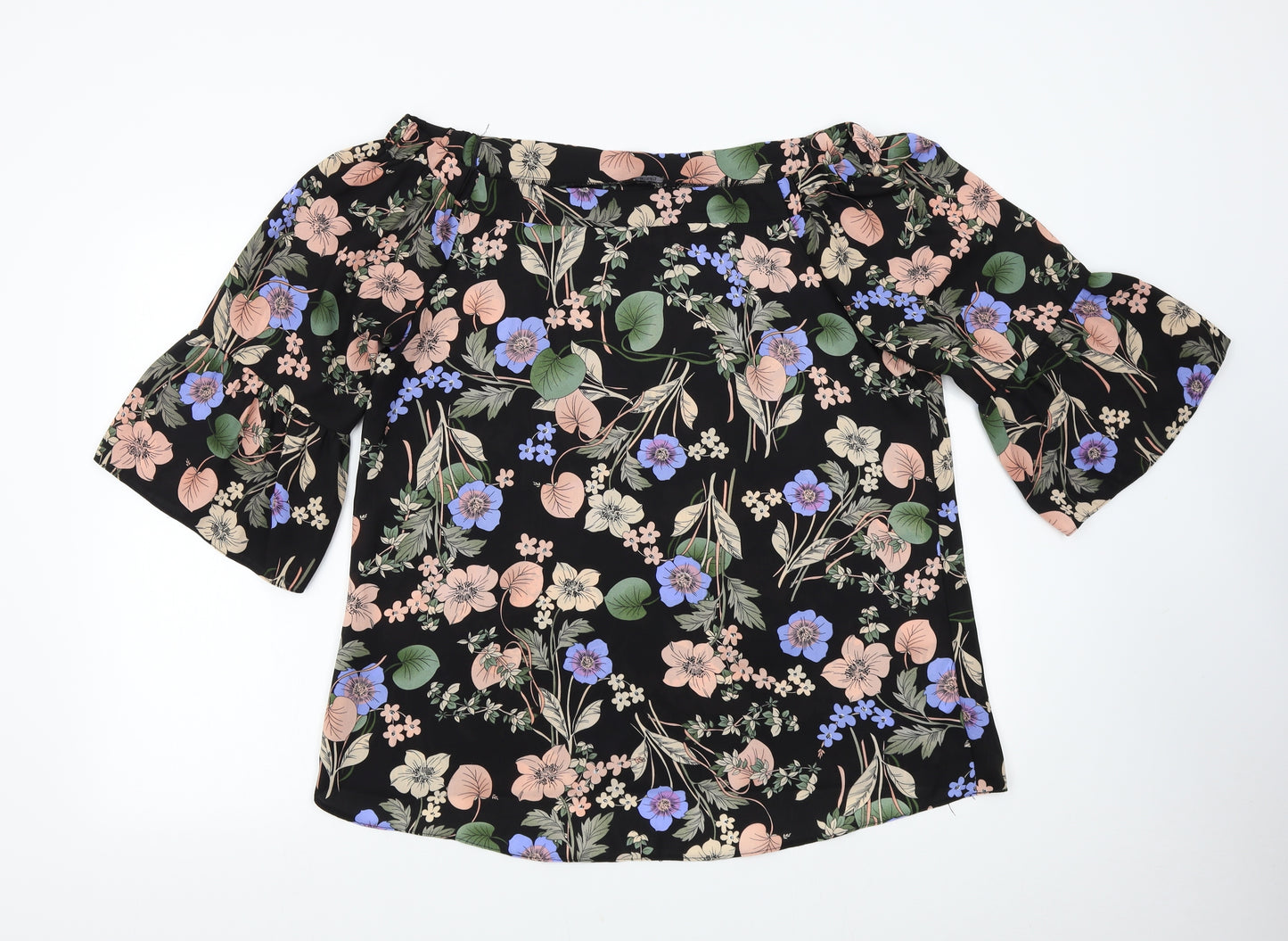 F&F Womens Black Floral  Basic Blouse Size 16