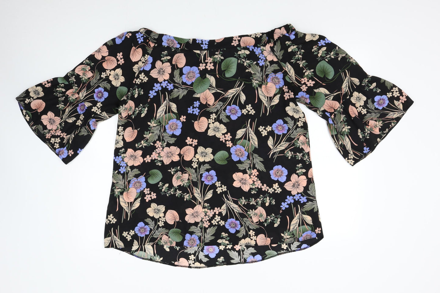 F&F Womens Black Floral  Basic Blouse Size 16