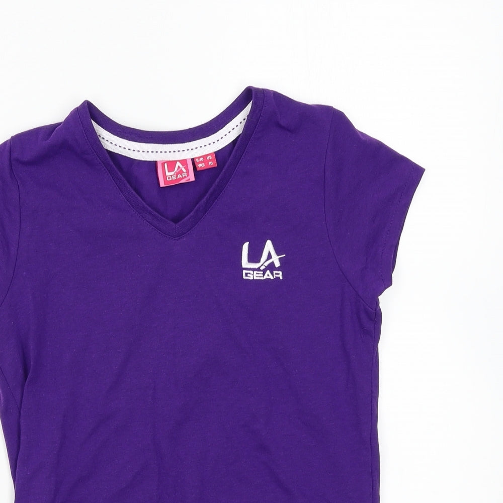 LA Gear Girls Purple   Basic T-Shirt Size 9-10 Years