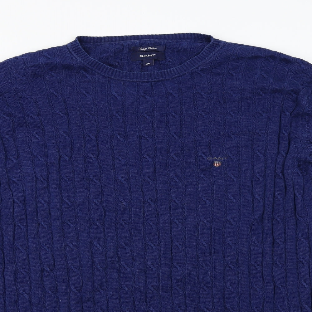 GANT Mens Blue  Knit Pullover Jumper Size 2XL