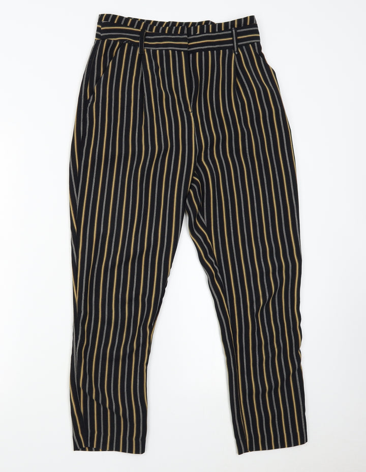 New Look Womens Black Striped Trousers Size 8 L26 in