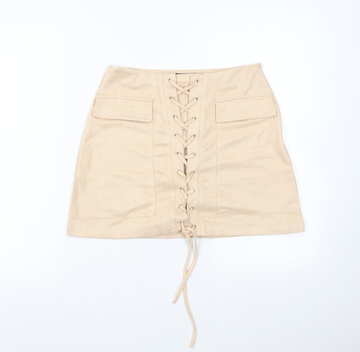 Pretty Little Thing Womens Beige   Mini Skirt Size 10