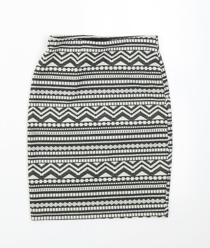 New Look Womens Multicoloured Geometric  Straight & Pencil Skirt Size 6