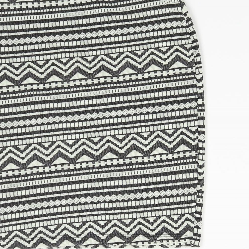 New Look Womens Multicoloured Geometric  Straight & Pencil Skirt Size 6