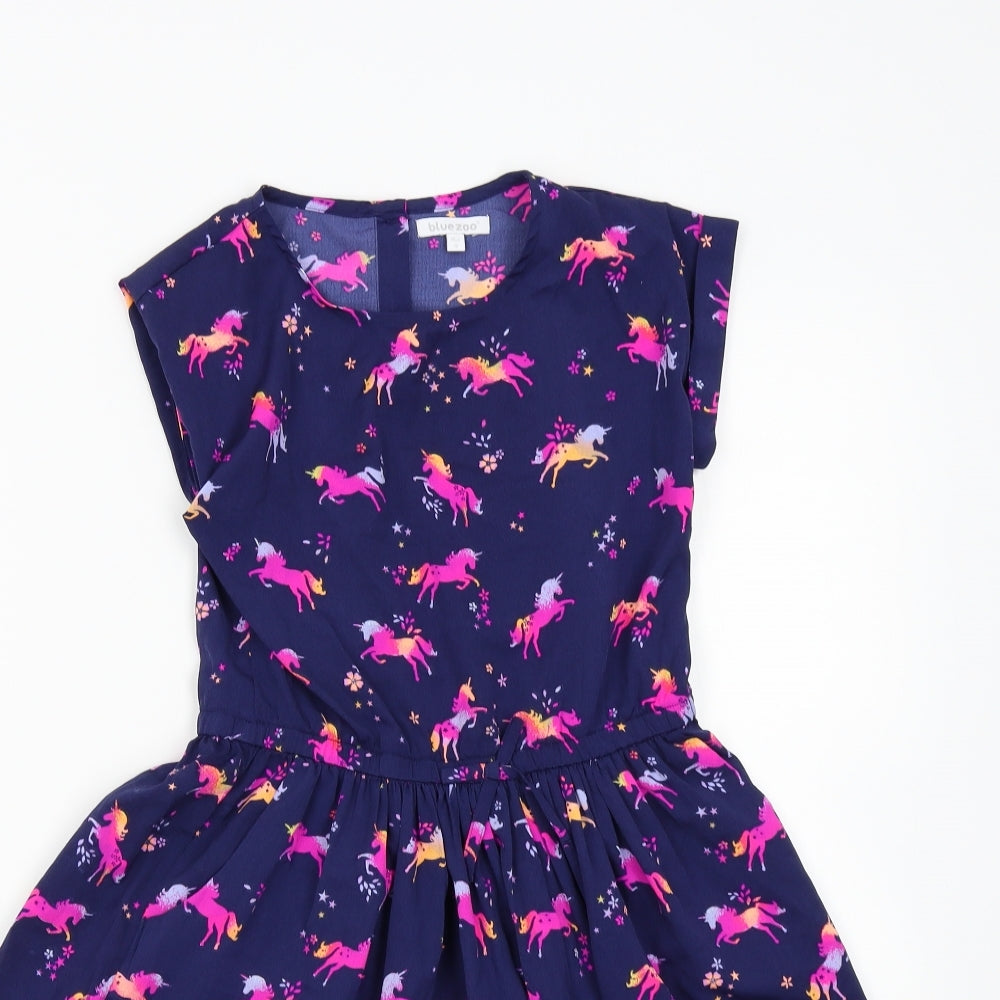Blue Zoo Girls Blue   Fit & Flare  Size 9 Years  - unicorns