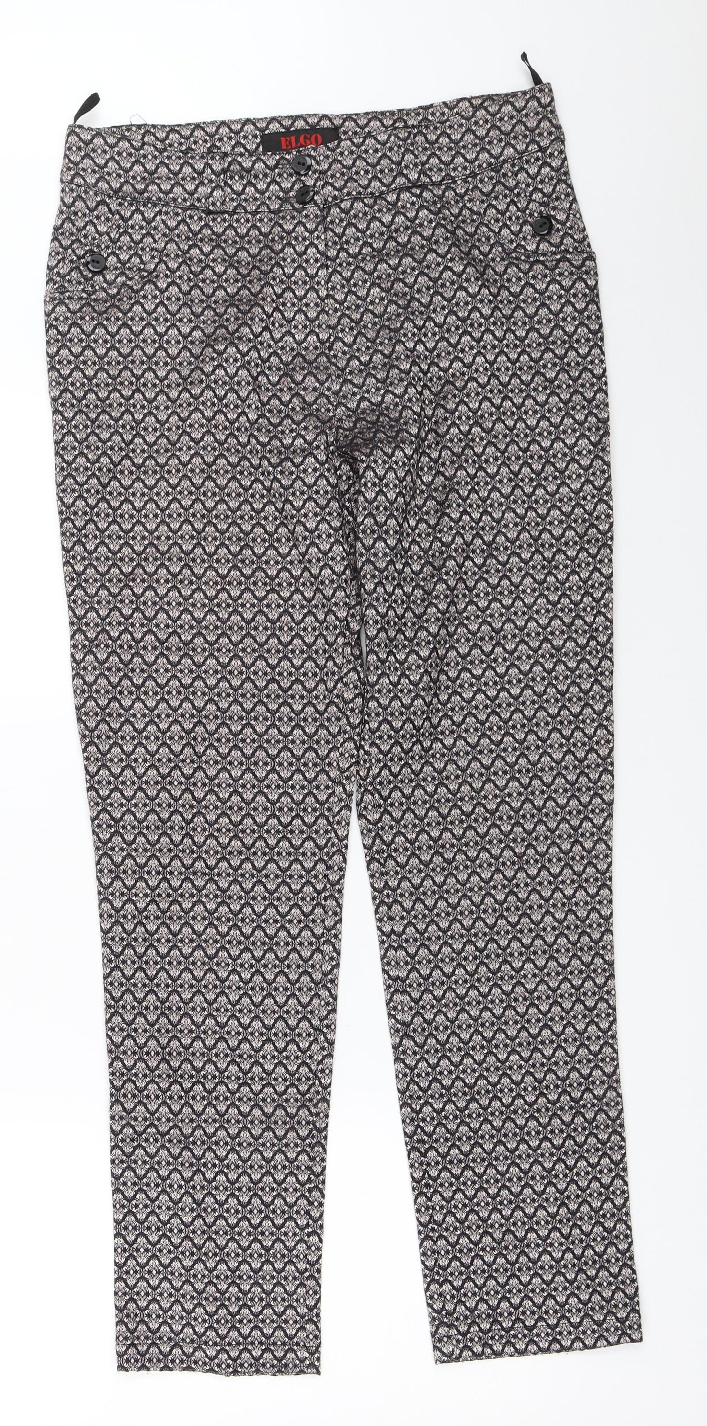ELGO Womens Black   Capri Trousers Size 42 L28 in