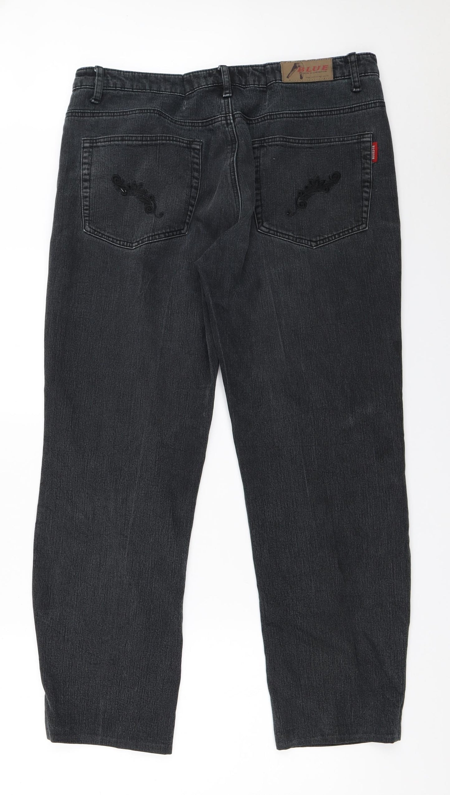 Blue Fashion Womens Black   Straight Jeans Size 36 in L28.5 in