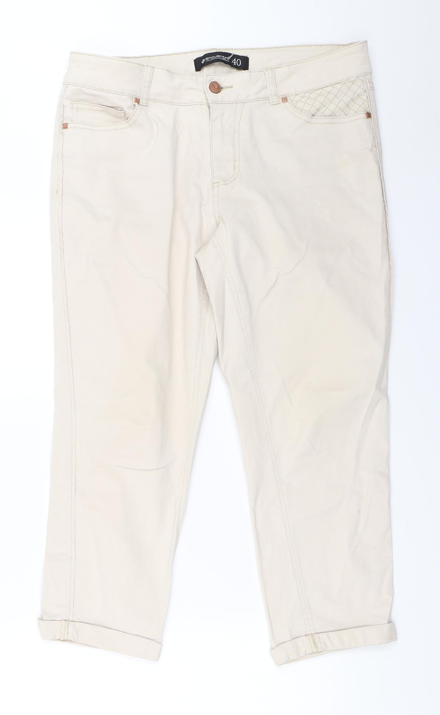 Encuentro Womens Beige   Cropped Jeans Size 40 L23 in