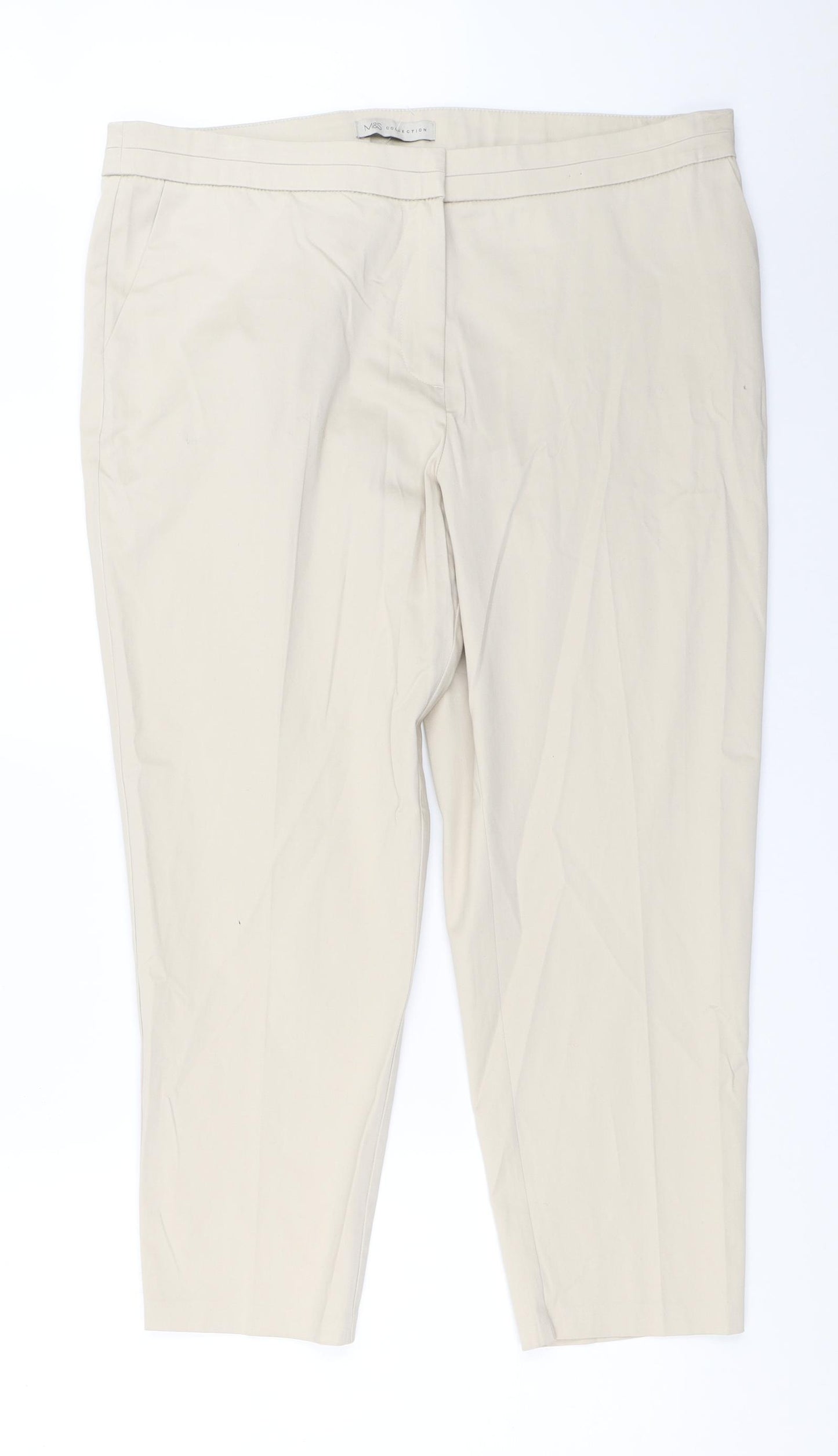 Marks and Spencer Womens Beige   Capri Trousers Size 18 L25 in