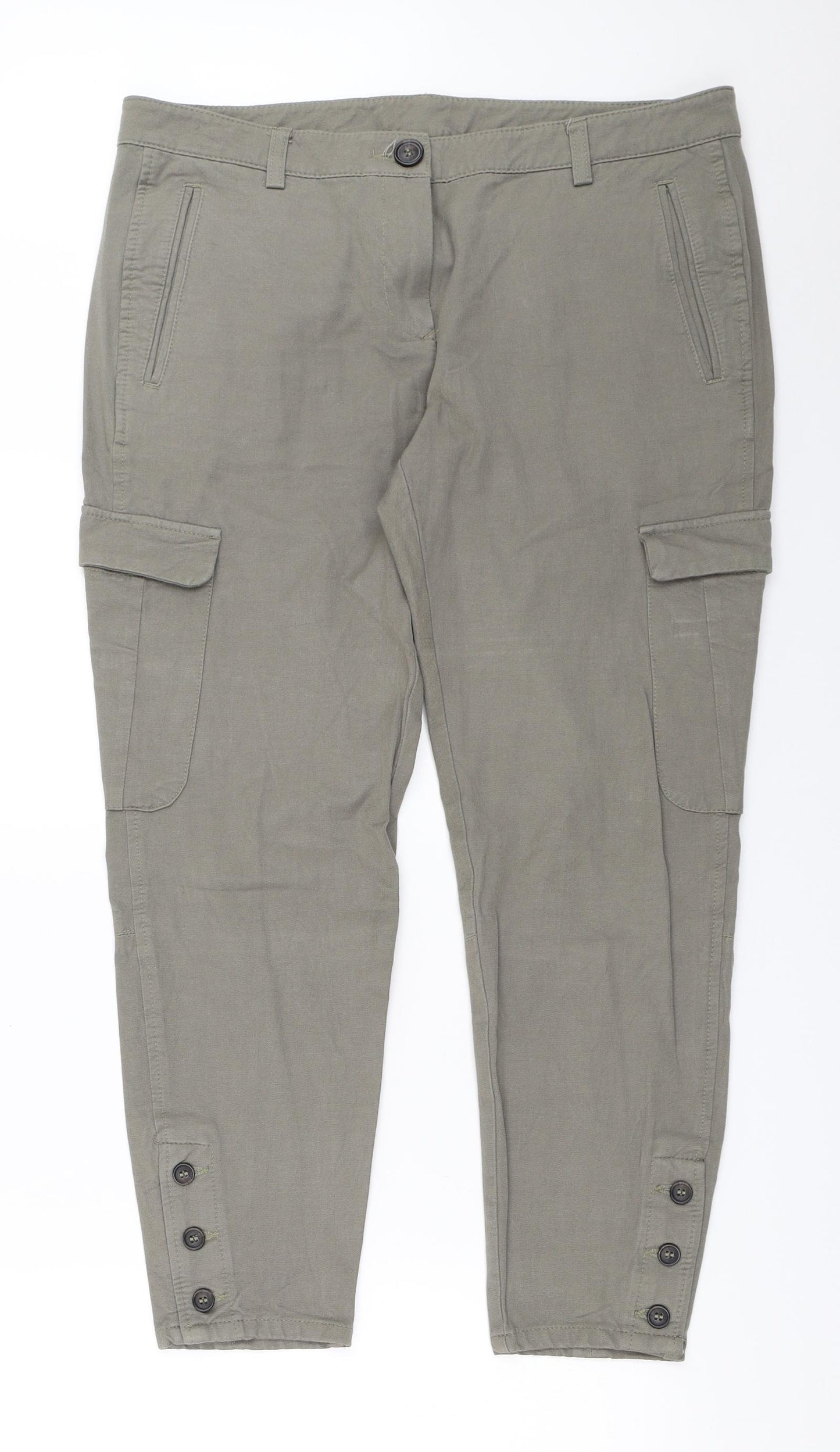 Reiss Womens Green   Capri Trousers Size 12 L25 in