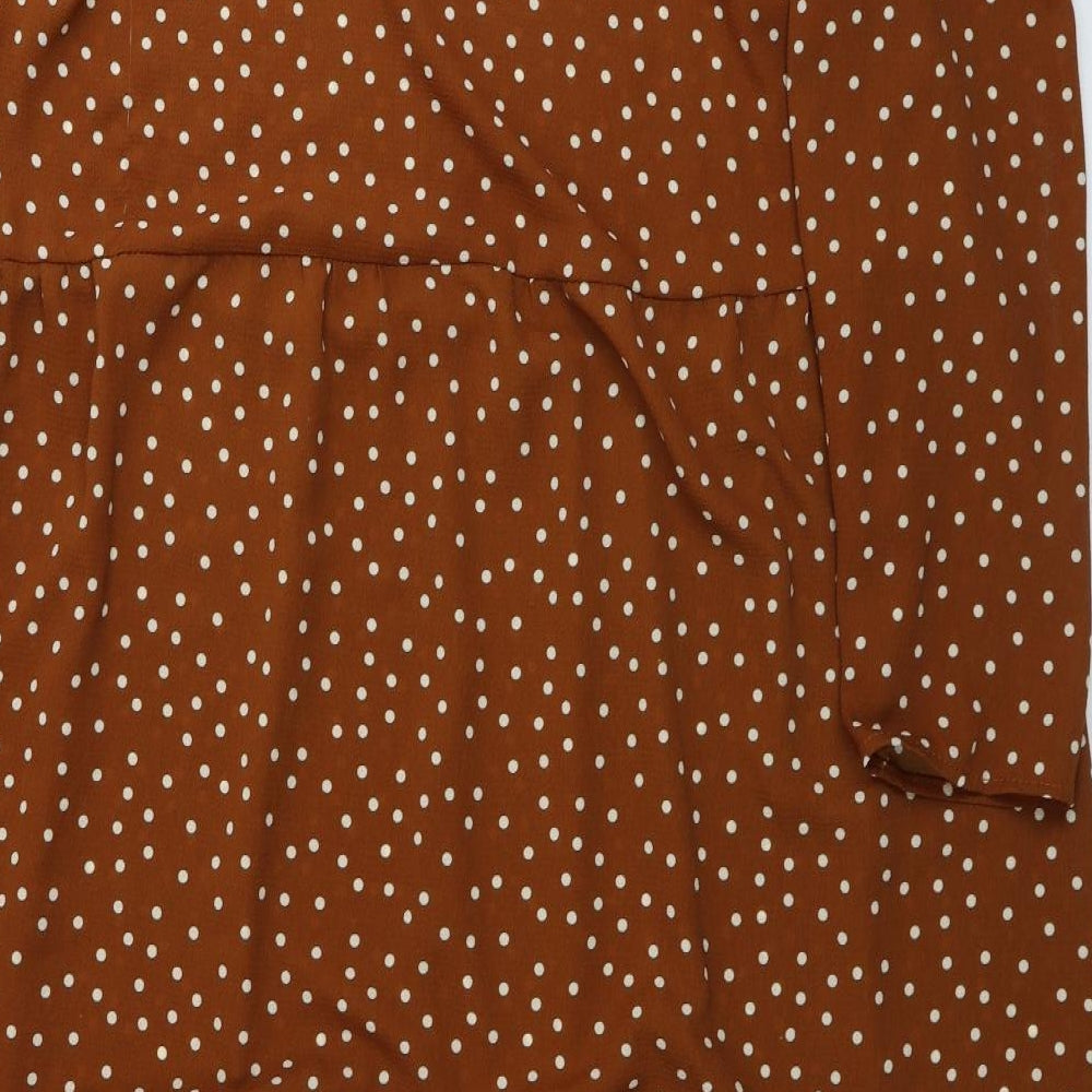ASOS  Womens Brown Polka Dot  A-Line  Size 22