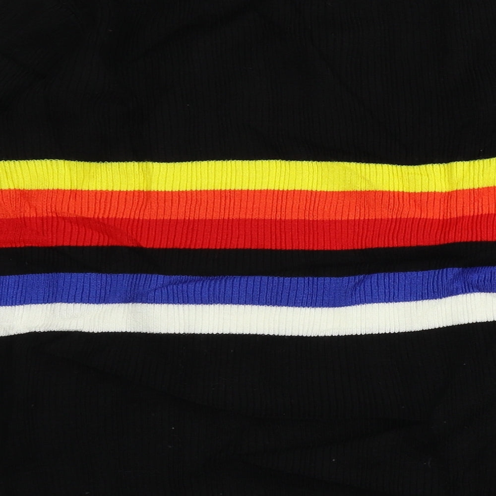 Primark  Womens Black Striped  Pullover Jumper Size XL
