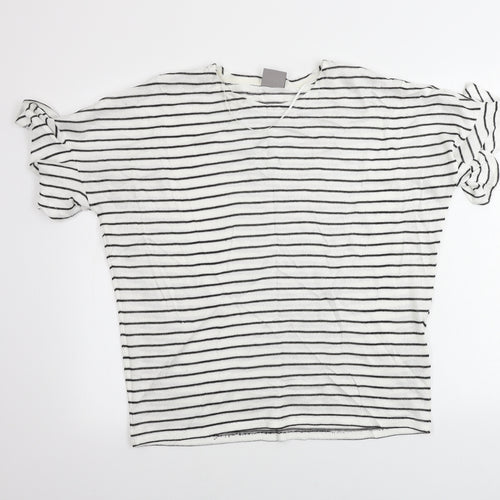 VERO MODA  Womens White Striped  Pullover Jumper Size L