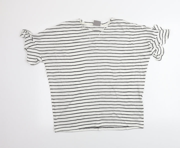 VERO MODA  Womens White Striped  Pullover Jumper Size L