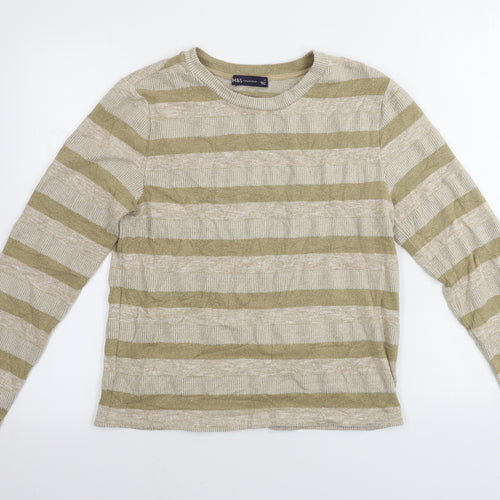 Marks and Spencer  Womens Beige Striped  Pullover Jumper Size 14