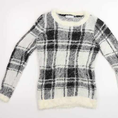 Red Herring  Womens Black Check  Pullover Jumper Size 8