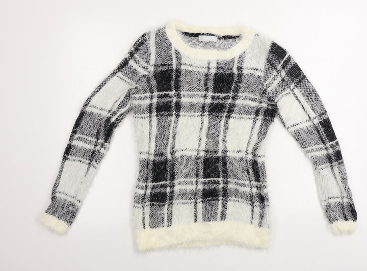Red Herring  Womens Black Check  Pullover Jumper Size 8