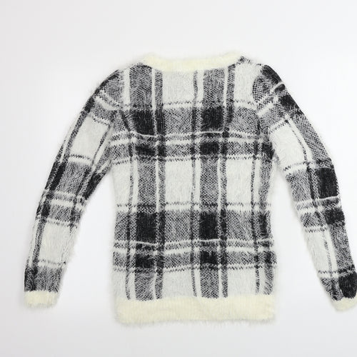 Red Herring  Womens Black Check  Pullover Jumper Size 8