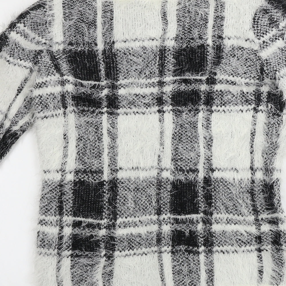 Red Herring  Womens Black Check  Pullover Jumper Size 8