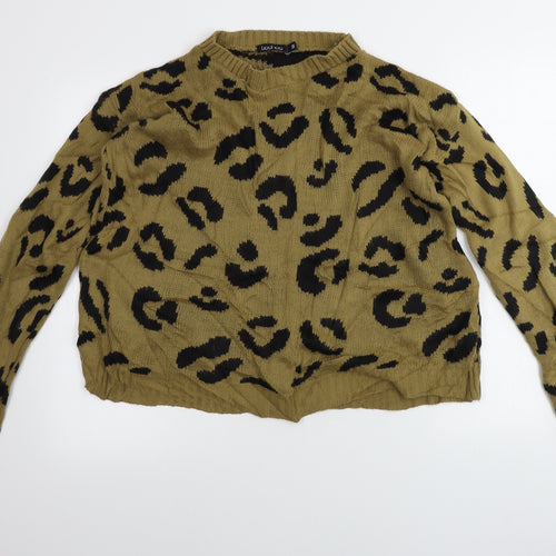 Boohoo  Womens Brown Animal Print  Pullover Jumper Size M