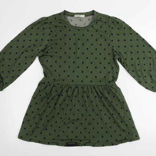 Stradivarius  Womens Green Polka Dot  A-Line  Size M