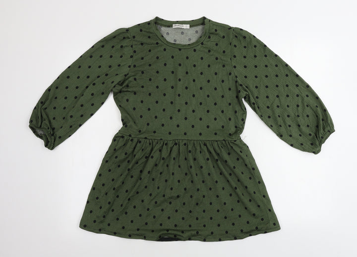 Stradivarius  Womens Green Polka Dot  A-Line  Size M