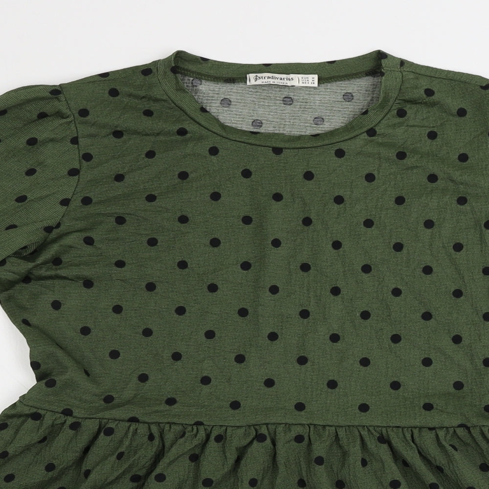 Stradivarius  Womens Green Polka Dot  A-Line  Size M