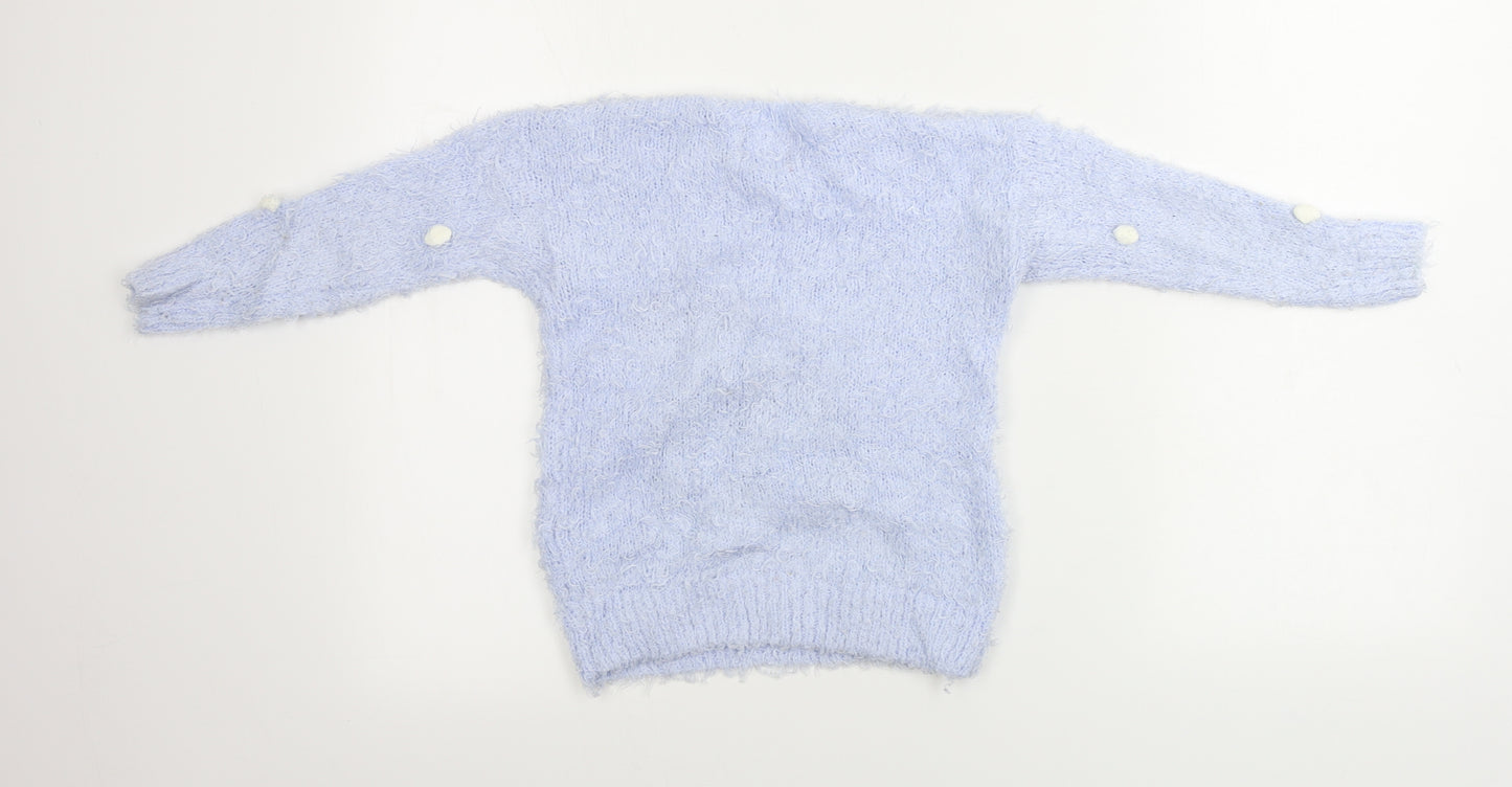 George  Girls Blue Houndstooth  Pullover Jumper Size 5-6 Years  - Christmas Jumper