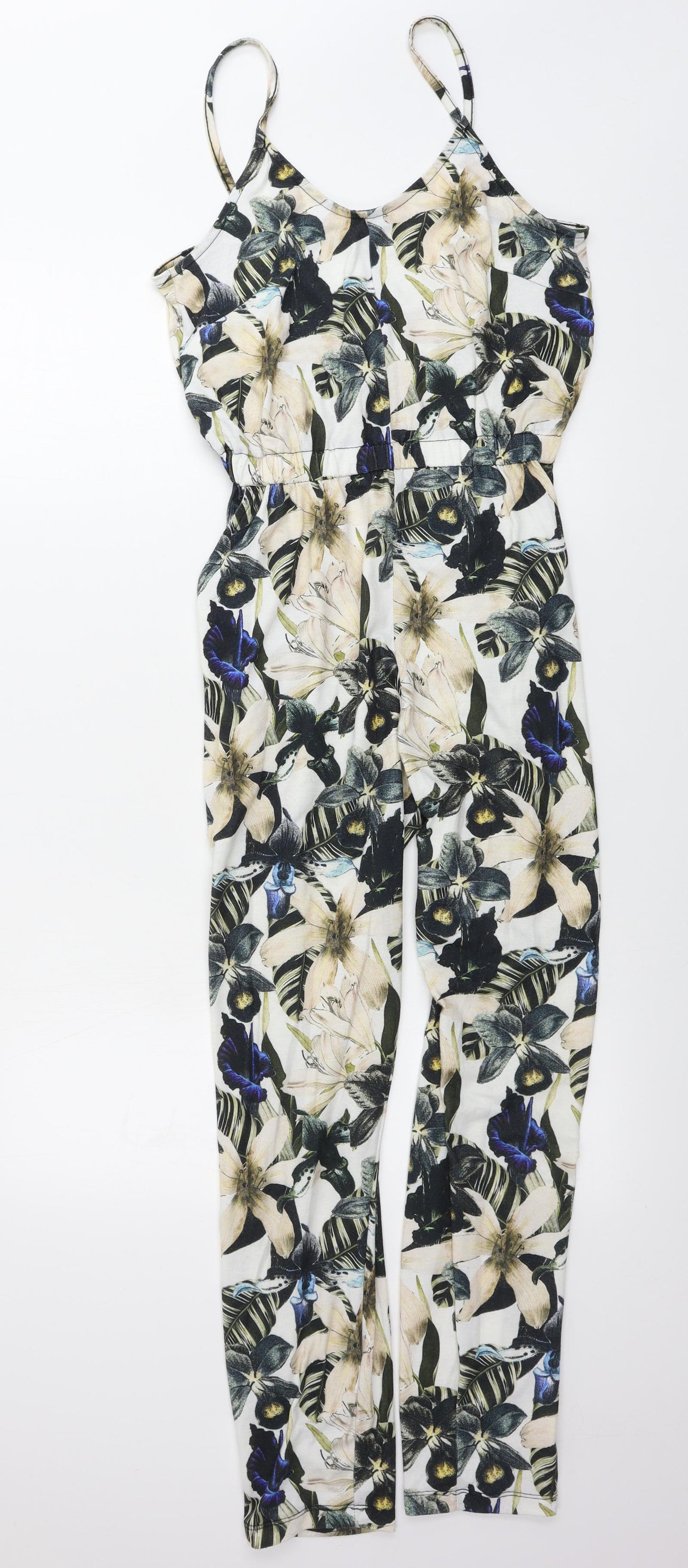 Topshop Womens Beige Floral  Jumpsuit One-Piece Size 10