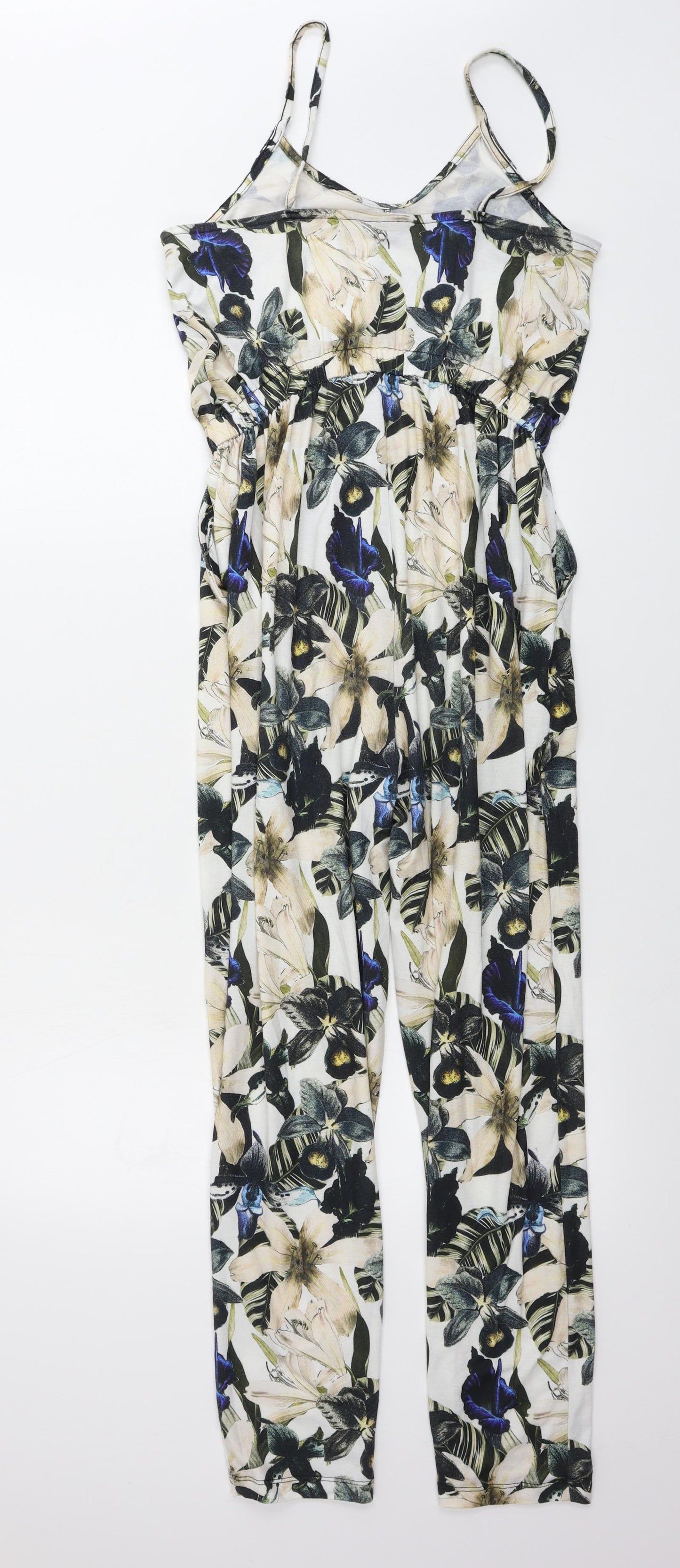Topshop Womens Beige Floral  Jumpsuit One-Piece Size 10