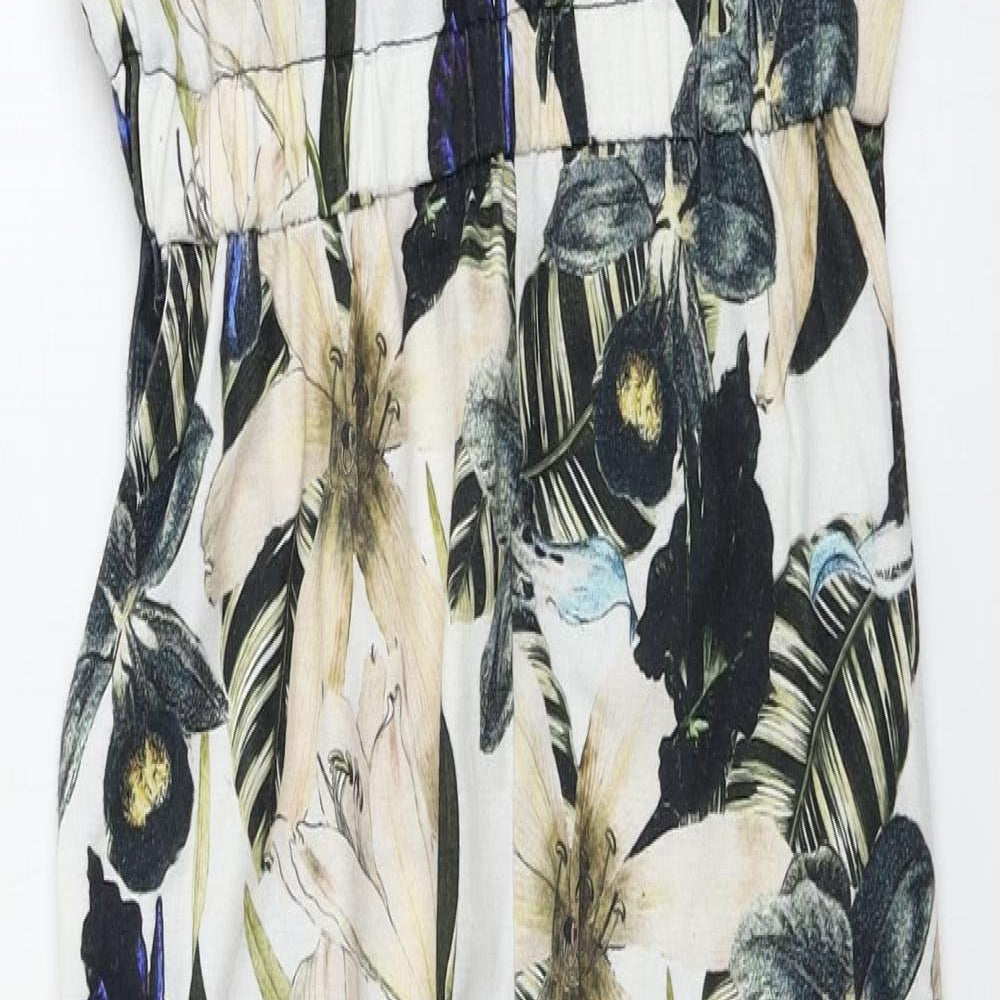 Topshop Womens Beige Floral  Jumpsuit One-Piece Size 10