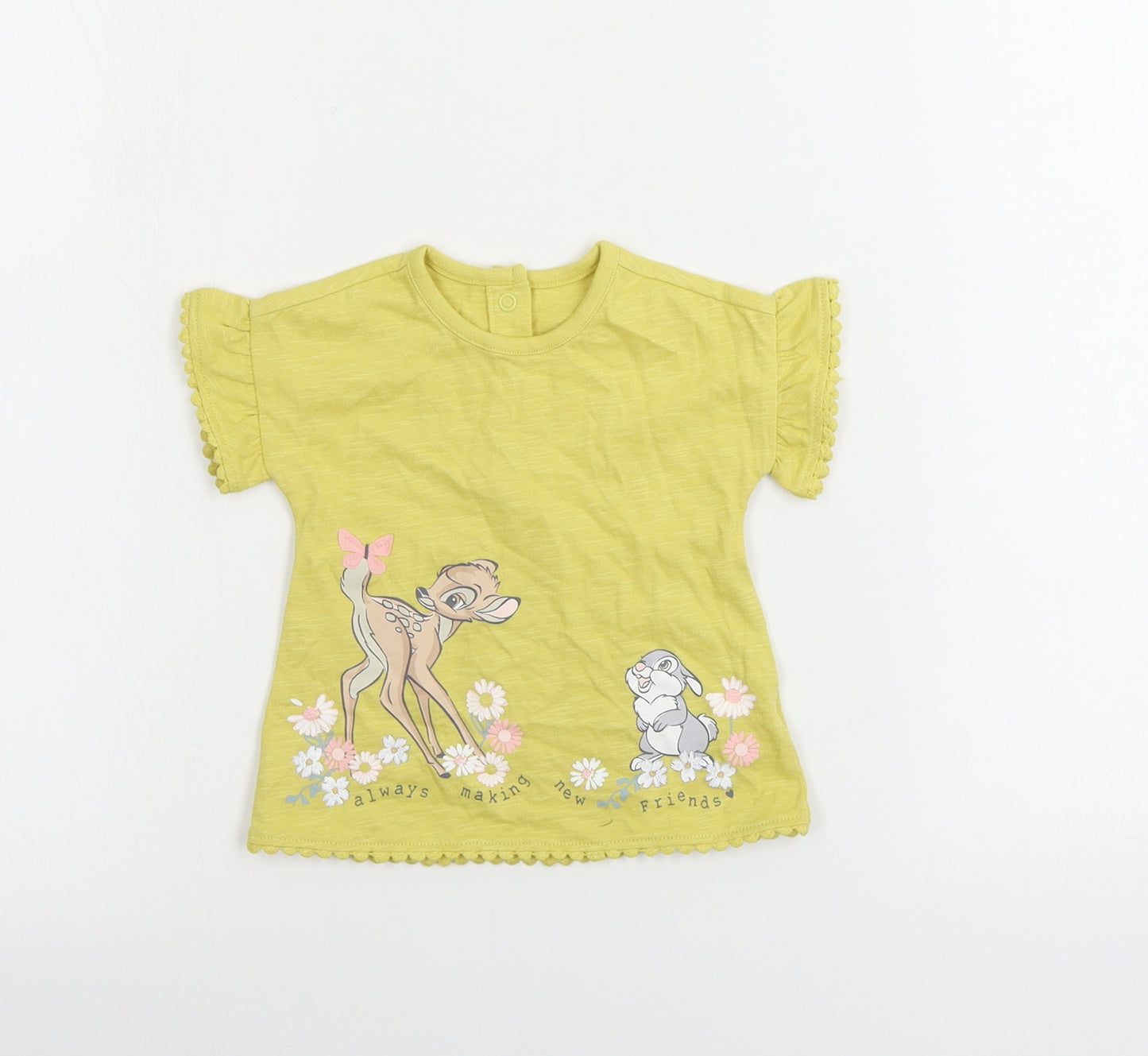 George  Girls Yellow   Basic T-Shirt Size 0-3 Months