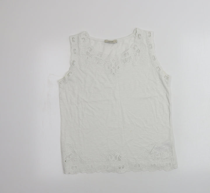 Oasis Womens White Basic Polo Size M