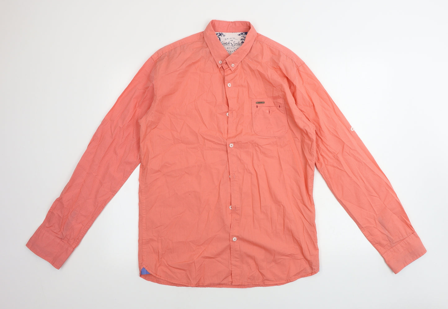 Scotch & Soda   Mens Pink Striped   Button-Up Size 2XL